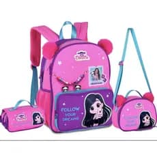 Kit Mochila Bolsa Luluca Lulukinha Pandinha Pompom Original Com Lancheira Térmica e Estojo Triplo Escolar Menina 3 Peças
