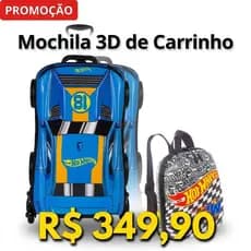 Kit Mochila Escolar Infantil Rodinha Tripla 3D + Lancheira Diplomata Original Personagens Hot Wheels Frozen Hulk Nemo Re