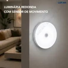 Luminária LED Magnética com Sensor de Movimento USB Recarregável Sem Fio 6500K Lâmpada de Noite