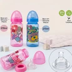 Mamadeira 270ml Com Bico Super redondo Menino Menina Petita