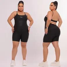 Macacão De Short Suplex Academia Plus Size Fitness moda feminino confortável zero transparência GG XG XGG EG