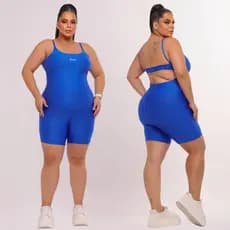 Macacão De Short Suplex Academia Plus Size Fitness zero transparência moda feminino confortável GG XG XGG EG