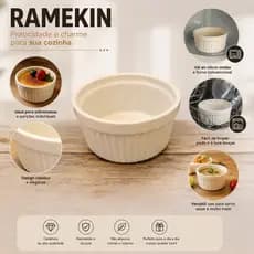 Kit 2 e 4 Ramequins de Porcelana Branca  Marrom 270ml Canelado Premium Molheira Petisqueira Requinte