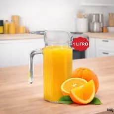 Jogo de 1 ou 2 Jarras de Vidro Suiça 1 Litro com Tampa Transparente para Suco Água Refresco  Alça Vidro.
