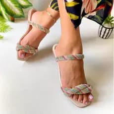 Sandália Rasteira Feminino Elegante Promoção Brilho Envio Imediato