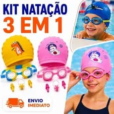 KIT NATAÇÃO: ÓCULOS UV + TOUCA + TAMPÃO NARIZ E OUVIDO TRAJE INFANTIL COMPLETO ANTIEMBAÇANTE PISCINA