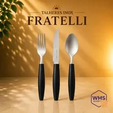 Conjunto De Talheres 120 Peças / Fratelli / Cabo Preto / Talher Inox