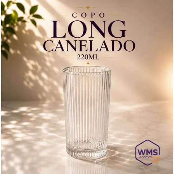 COPO LONG DRINK CANELADO 220 ML 6 UNIDADES LINHA LUXO