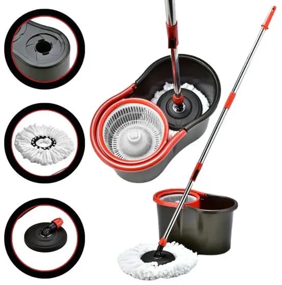 Mop Giratório Rodo Mágico Balde Inox Esfregão Limpeza Microfibra