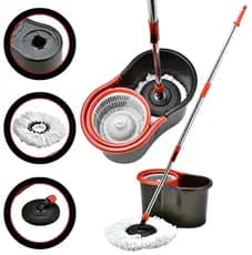 Mop Giratório Rodo Mágico Balde Inox Esfregão Limpeza Microfibra
