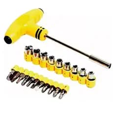 Jogo de Chave T Intercambiável 21 Peças Aço Reforçado Soquetes Phillips Allen Torx Kit Ferramentas
