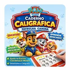 Patrulha Canina Serie Escolinha Caligrafia Livro Escreva e Apague Coordenação Motora, Números
