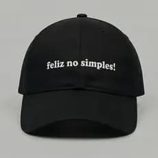 Boné Feliz No Simples Bordado Modelo Dad hat Boné Premium Unissex Meme Resenha Hashtag Musica Funk