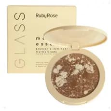 Iluminador e Bronzer Marmorizado Ruby Rose Glass com Efeito Multidimensional 48g