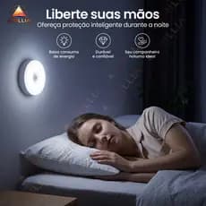 Lâmpada LED Sem Fio Magnética com Sensor de Presença USB Recarregável 6500K Lâmpada de Noite