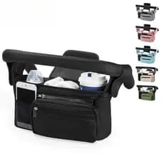 Organizador de Carrinho de Bebê 3 em 1: Bolsa de Ombro Velcro e Ganchos Grande Capacidade Suspensa Bolsa de Mamãe