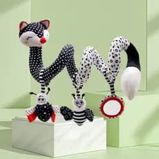 Móbile Espiral Preto e Branco 0-8 Meses Brinquedo Sensorial Berço Carrinho - Chocalho, Espelho e Som