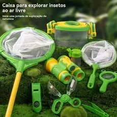 Kit Coletor de Insetos Infantil 18 a 22 Peças Brinquedo Exploração Natureza Educativo Escola