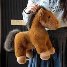 Brinquedo de Pelúcia Cavalo Pequeno Mascote Cavalo Preto e Branco Presente para Crianças