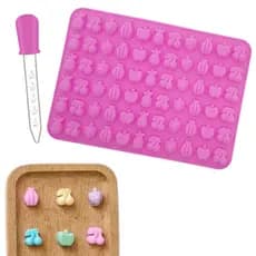 Molde de Silicone Mini Frutas Balas Fini Gelatina 66 Cavidade Goma Doce Forma Chocolate Conta Gotas