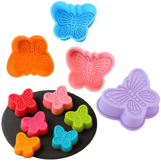 Forma de Silicone de Borboleta Bolinho Muffin Cupcake Kit 6 ou 12 Molde Pudim Molde Colorida