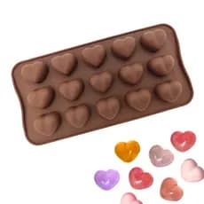Molde de Silicone Corações Doces Chocolate Forma 15 Cavidades Corações Bala Resina Sabonetes