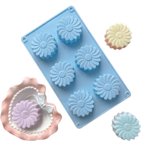 Molde De Silicone Sabonete Artesanal Margarida 90g Forma 6 Cavidades Flor Vela Sabao DIY