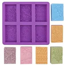 Forma De Silicone Sabonete Artesanal 100g Flores Molde Retangular Decorado Texturizado