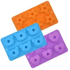 Forma de Silicone Donuts Molde Rosquinhas Muffin Pudim 6 Cavidades Coração Ursos Estrela