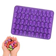 Forma De Silicone Mini Caveiras Bala Fini Gelatina Doces Molde 50 Cavidades Chocolate