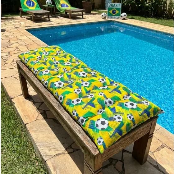 Colchonete Para Espreguiçadeira 1,70 x 0,60 Estampa Brasil Copa Do Mundo Decorativo