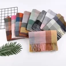 Xale retrô britânico de outono e inverno, cachecol de mistura de lã 160g, 180cm x 60cm