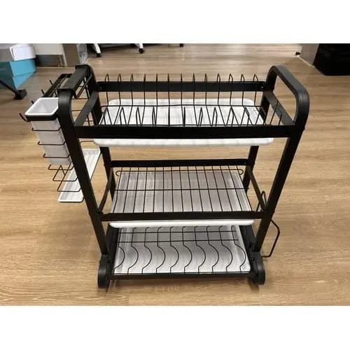 Escorredor Loucas 3 Andares Metal Preto Organizador Cozinha Espacoso Resistente