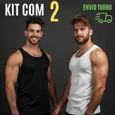 Kit com 2 Regata Premium Masculina Americana Justa Canelada Elastano Ribana Academia