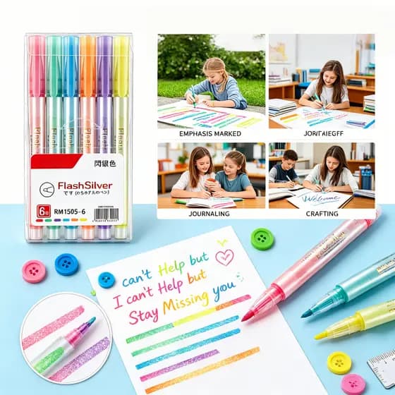 4/6 Cores Marca Texto- Escrita e Correcao Marca-texto Papelaria/Escritório/Escola/Material