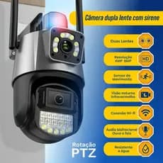 Dupla Visão Noturna 355° Detecção De Movimento，Camera Wi-fi 4k 6mpTela Dupla Visao NoturnaLuz Policial