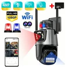 Kit Camera DeSeguranga Dupla Camera Ip Wifi 360，Camera Wi-fi 4k 6mpTela Dupla Visao NoturnaLuz Policial