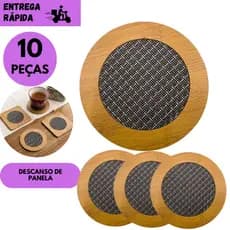 Kits 10/8 ou 5 Descanso de Panela MDF 14,5cm Base Resistente Proteção Mesa Cozinha e Panelas Quentes