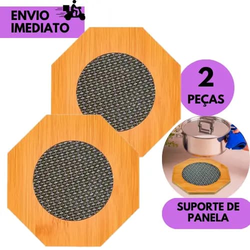 kits 2 ou 1 Descanso de Panela Octagonal em Madeira Natural Suporte Decorativo Resistente para Mesa