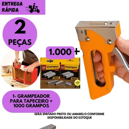 Grampeador Profissional Tapeceiro 1000 Grampos ou SOMENTE Grampeador p/Estofado Madeira Couro Tecido
