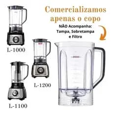 COPO COMPÁTIVEL COM MONDIAL L1000 L1100 TURBO INOX L1200 W CRISTAL (tampa pta.)