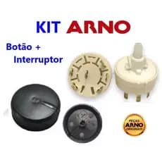 Kit Botão + Interruptor + Pino Oscilação Ventilador Arno 3 Velocidades Original VF30/VF40/