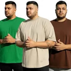 Kit 3 Camiseta Algodão Oversized Streetwear Plus Size