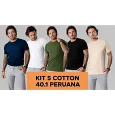 Kit 5 Camisetas Lisas Premium Masculinas Cotton 40.1 Malha Peruana Confortável Com Elastano