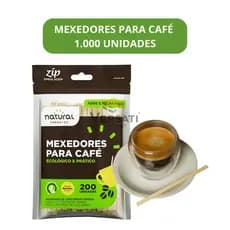 1000 Mexedor de Bambu Ecológico Natural Produtos Café e Drinks 11cm