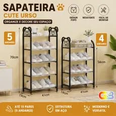Sapateira 5 andares Desmontável Multiuso Para Sala ou Quarto Resistente Fofo Urso BF-4090