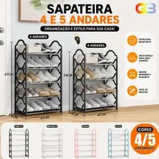 Sapateira 4 ou 5 Andares Multiuso Desmontável Organizadora Multiuso Sapatos Livros Brinquedos 4018