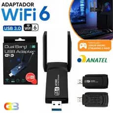 Adaptador Wi-Fi 6 USB 3.0 Dual Band 2.4G 1200Mbps com Antenas XK-N43-H