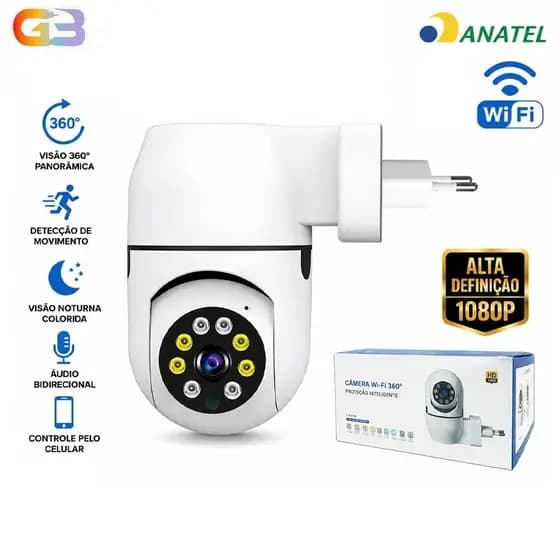 Câmera de Segurança Câmera Tomada 360° Full Wi-fi facilidade na instalação P07