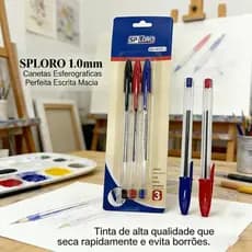 SPLORO 1.0mm Canetas Esferográficas Ponta Média Simple Azul Preta Vermelha Escolar Escritório